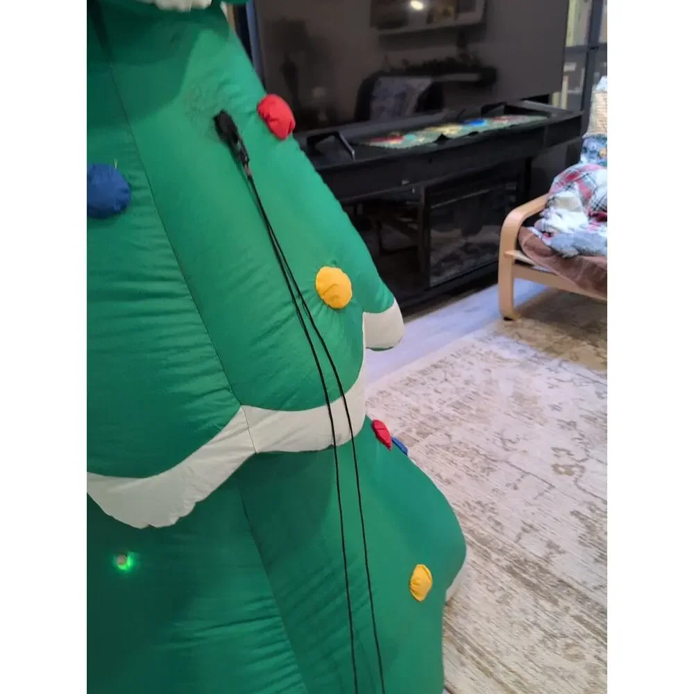 7' Air blown Inflatable Gemmy Christmas Tree‎ w/ Star and Ornaments Tested Work